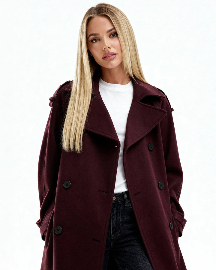 IVANA™ | Burgundy Trench Coat