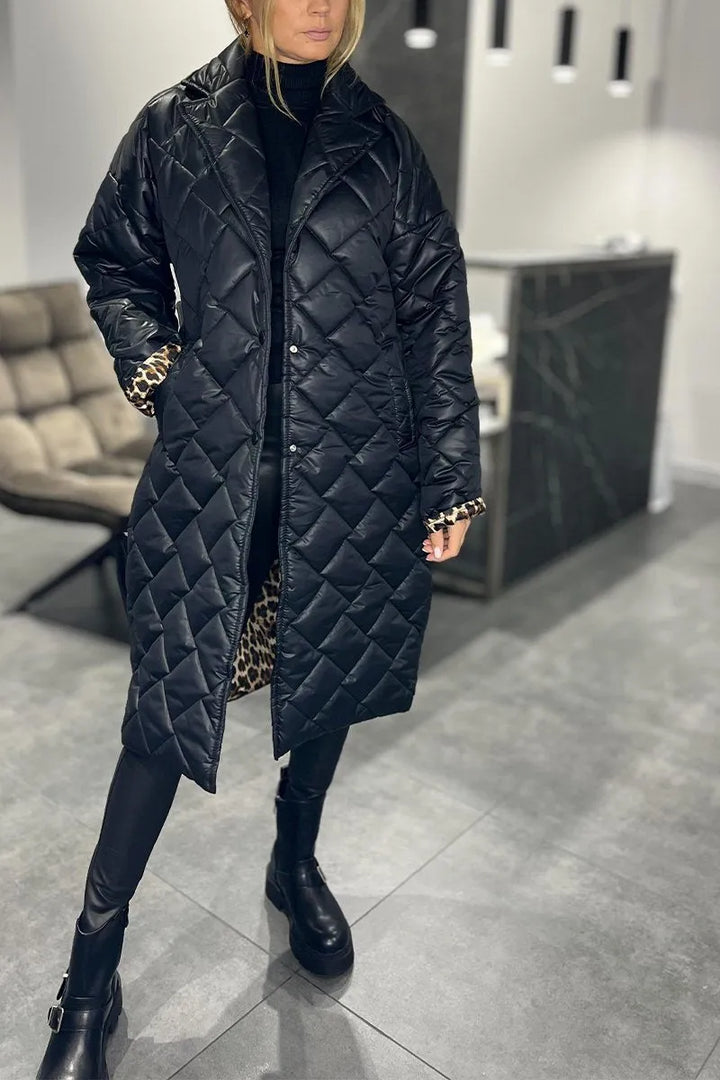 LINDY™ | Reversible Quilted Coat with Animal Print Lining
