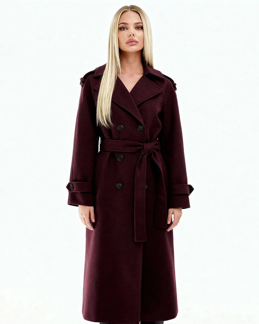 IVANA™ | Burgundy Trench Coat
